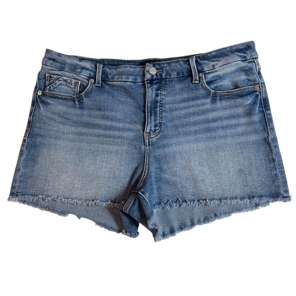 Buckle Black Shorts Size 34 Women's Curvy Stretch Midrise Cutoff Denim Jean